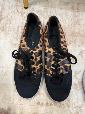 Adidas Leopard Print Canvas Lace-Up Sneakers - Black & Brown